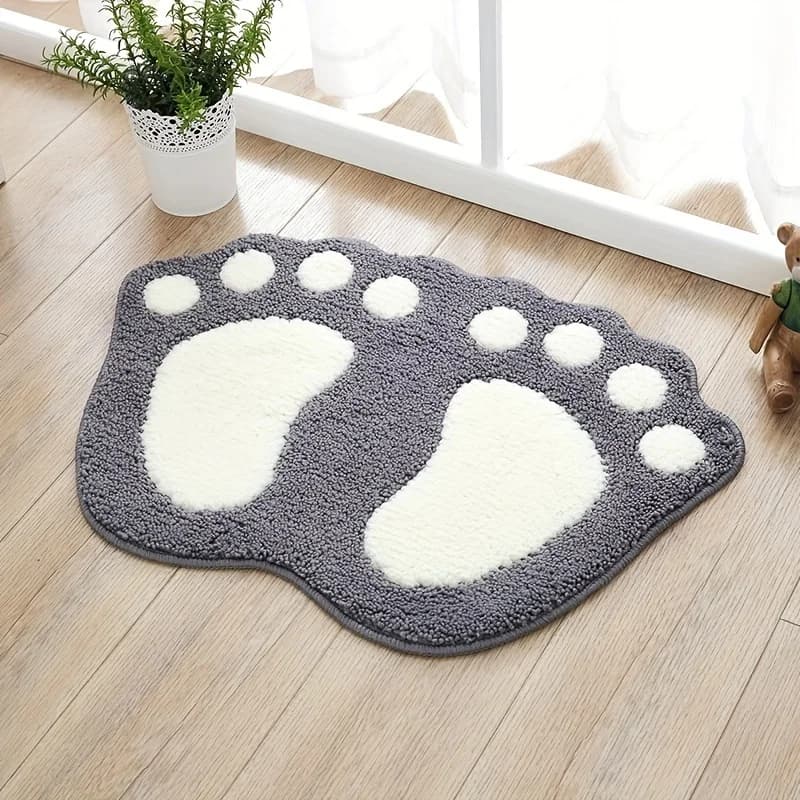 VIKAMA Paw Cute Fluffy Bath Mat Absorbent Fast Drying Floor Mat Anti-slip Ultra Soft Inlet Zerbino House Decorations