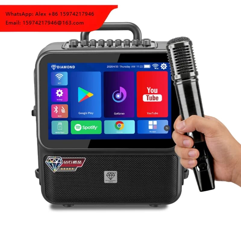 Diamond Patent 16G ROM Wireless Speakers For Karaoke System Powerful Rechargeable 180W Android 12.0 All-In-One Karaoke Machine
