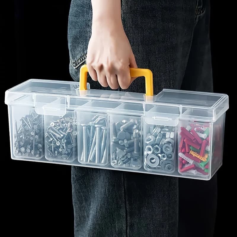 1pc Portable Tool Storage Box, Portable Storage Suitable for Outdoor Work, Classified Screw Accessories, Home Desk Use