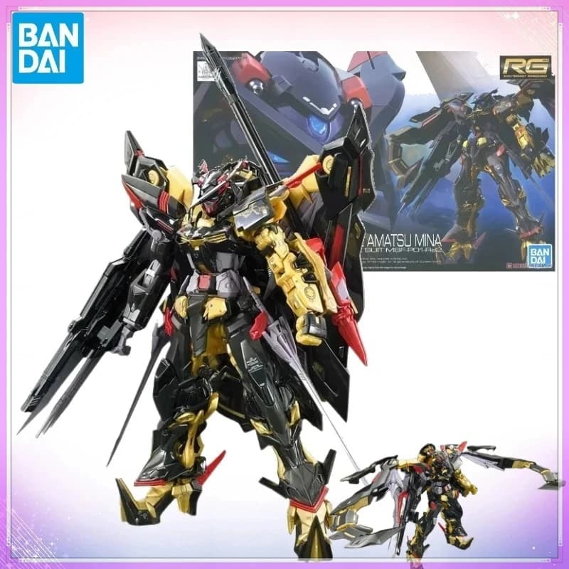 Bandai Original Gundam RG 1/144 ASTRAY GOLD FRAME AMATSU MINA Anime Action Figure Assembly Model Collection Toys Figures MVC Toy
