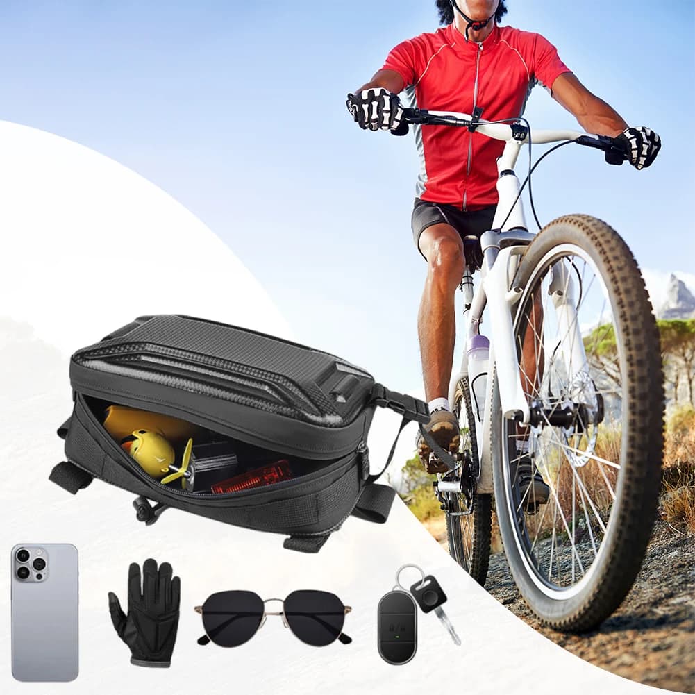 Borsa Multifunzionale per Manubrio Bici, Custodia Impermeabile per Smartphone, Accessori, Altoparlanti Bluetooth e Fitness Tracker