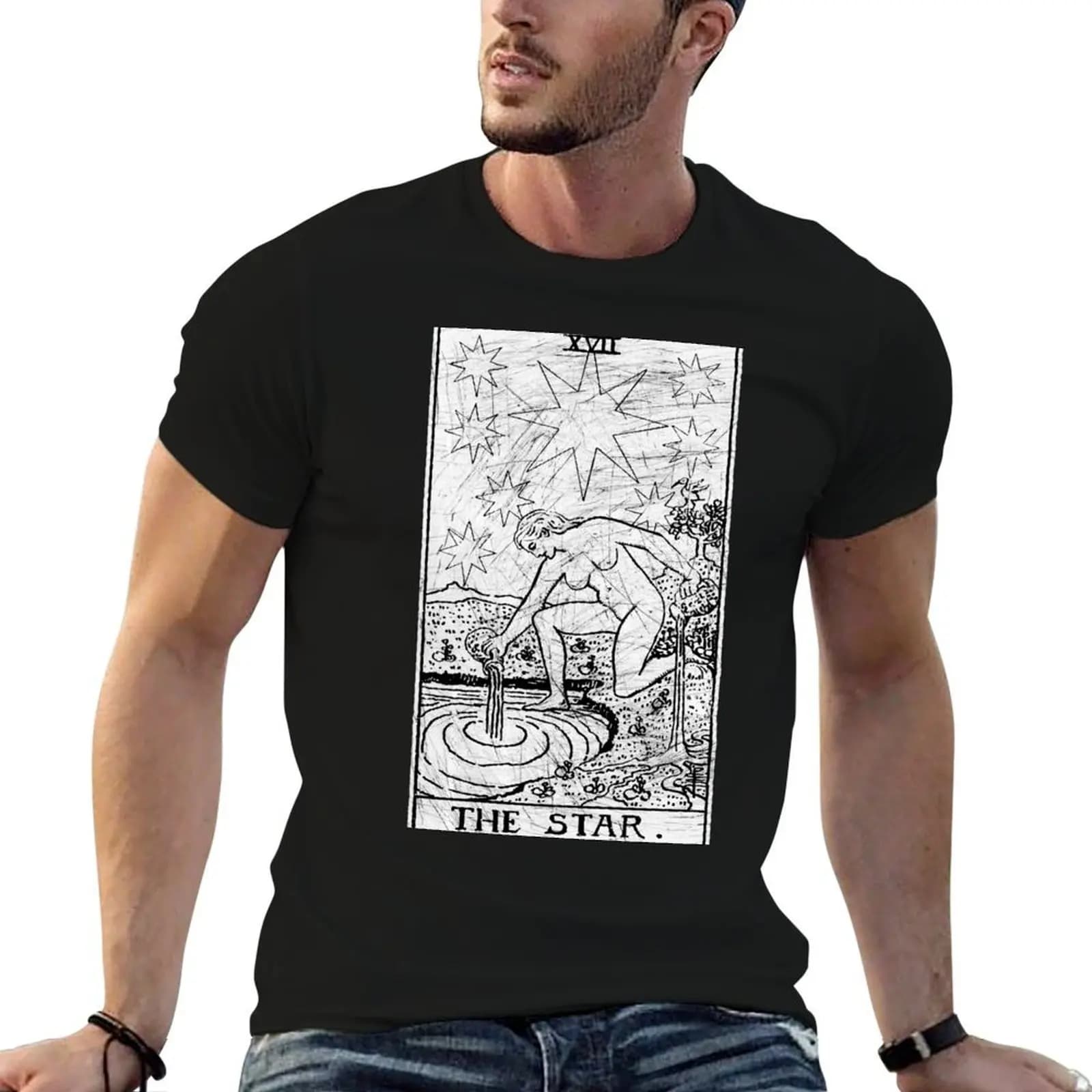 The Star Tarot Card - Major Arcana - fortune telling - occult T-Shirt man t shirts cotton t shirt man plain T-Shirt