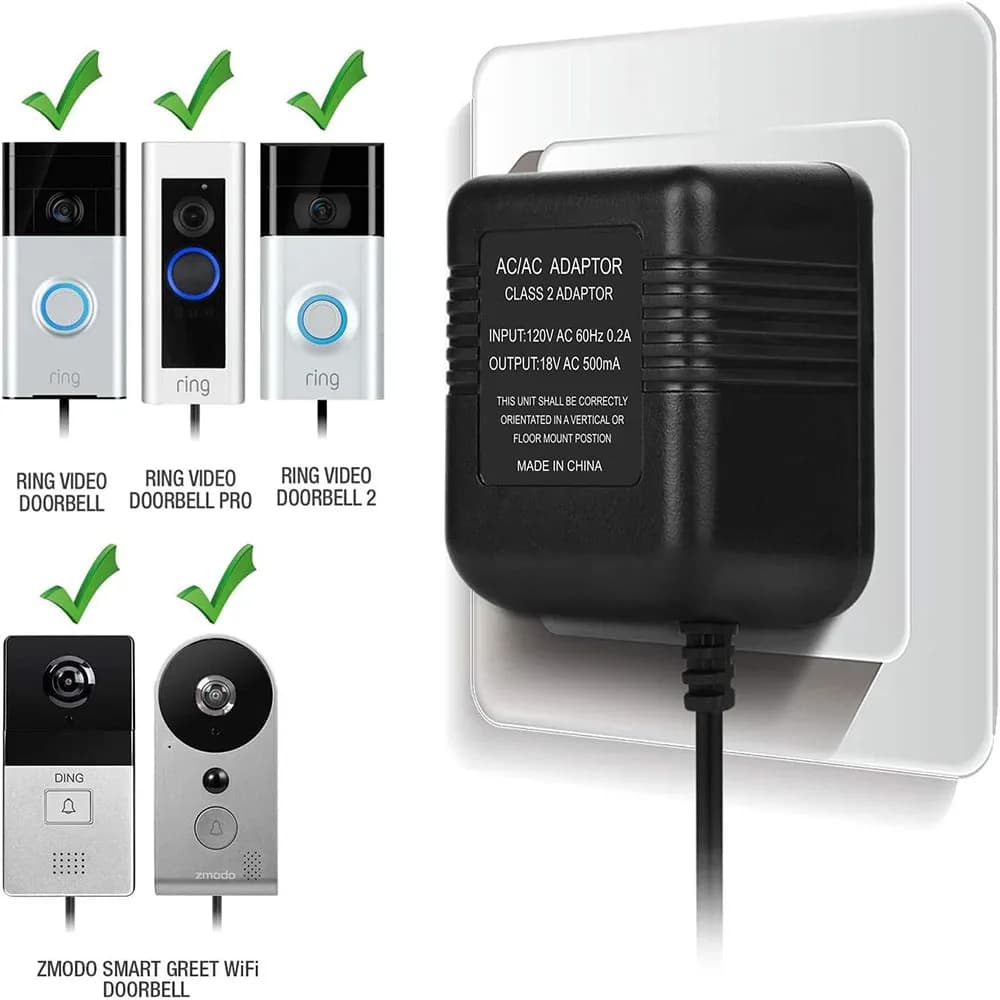 Adattatore di alimentazione 18V per videocitofono Alimentatore per campanello video Ring/Pro e Ring Video Doorbell 2 Trasformatore per campanello