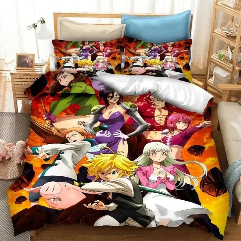 Stampa 3D Anime The Seven Deadly Sins Set biancheria da letto Ragazzi Ragazze Twin Queen Size Copripiumino Federa Letto Bambini Adulti Tessili per la casa