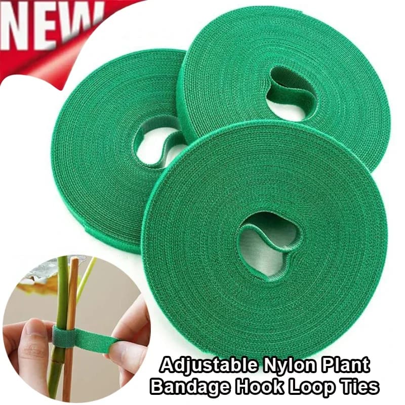 Fascette con gancio per fasciatura per piante in nylon regolabili Nastro di fissaggio riutilizzabile Clip fisse autoadesive per vite verde Accessori da giardino