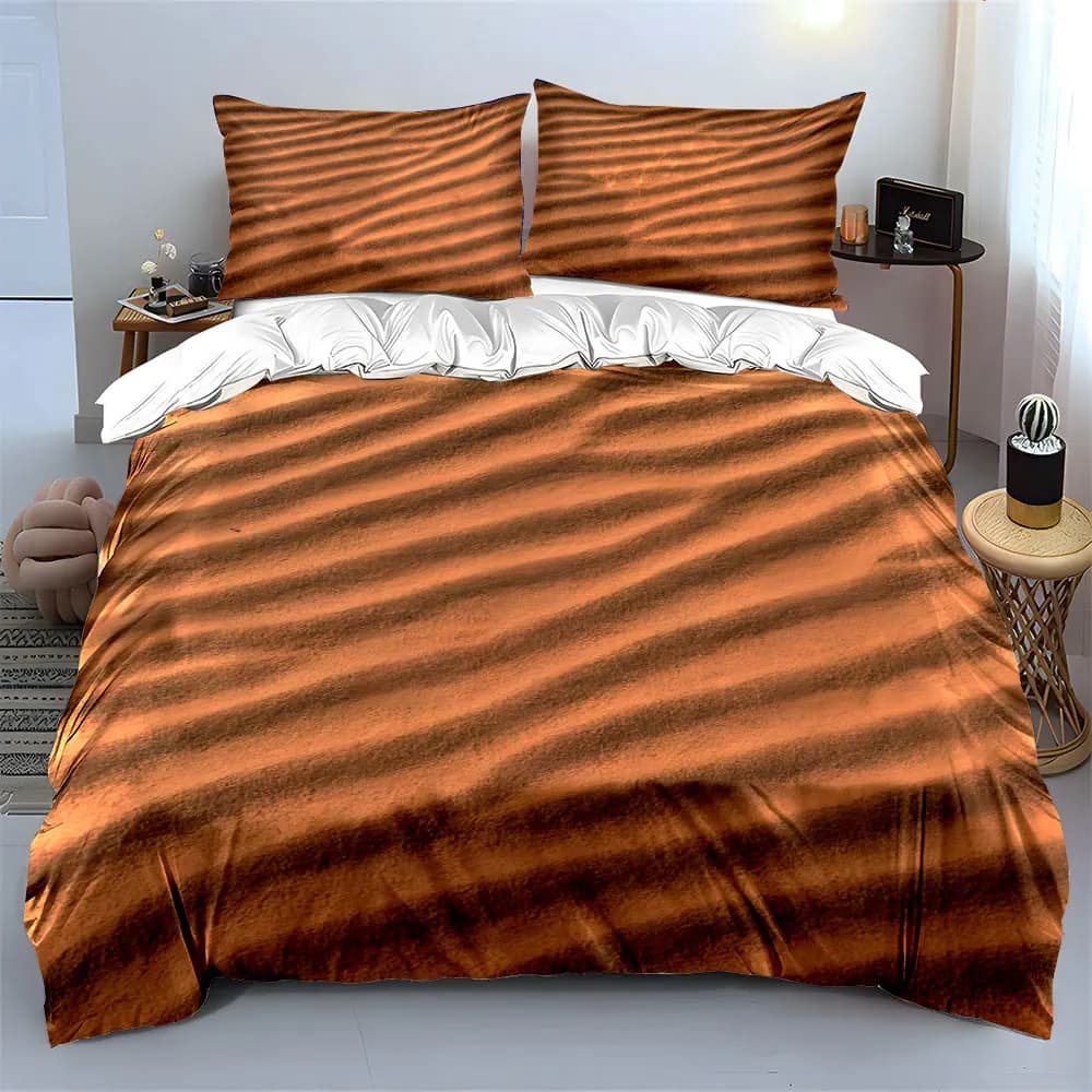 Wavy Sand Dunes in Desert Print Bedding Set 1 Duvet Cover 2 Pillowcases for Adult and Children Luxury Gift Full Size
