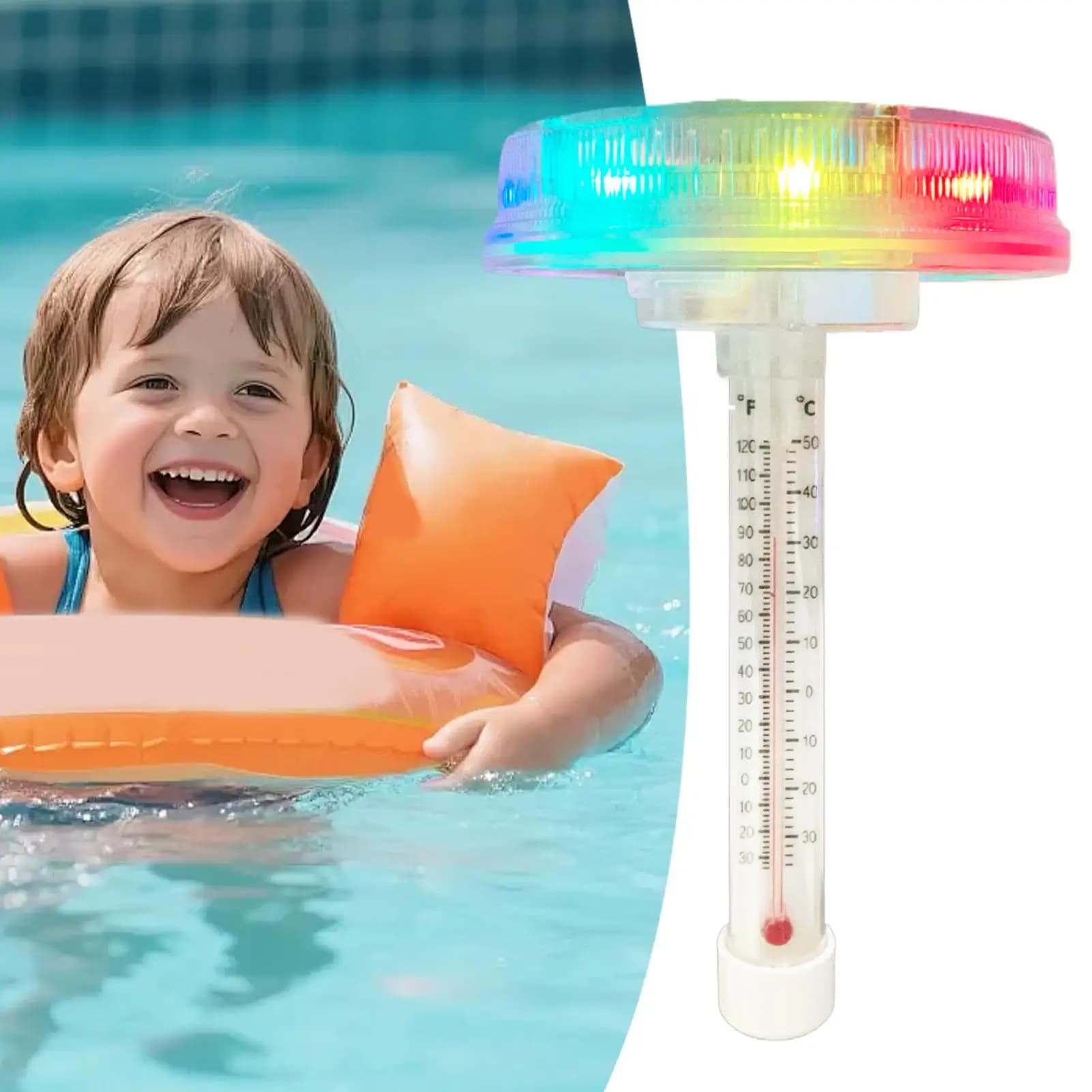 Pool Temperature Meter, Urti Resistant, Solar Energy Powered, Water Temperature Floating Monitor
