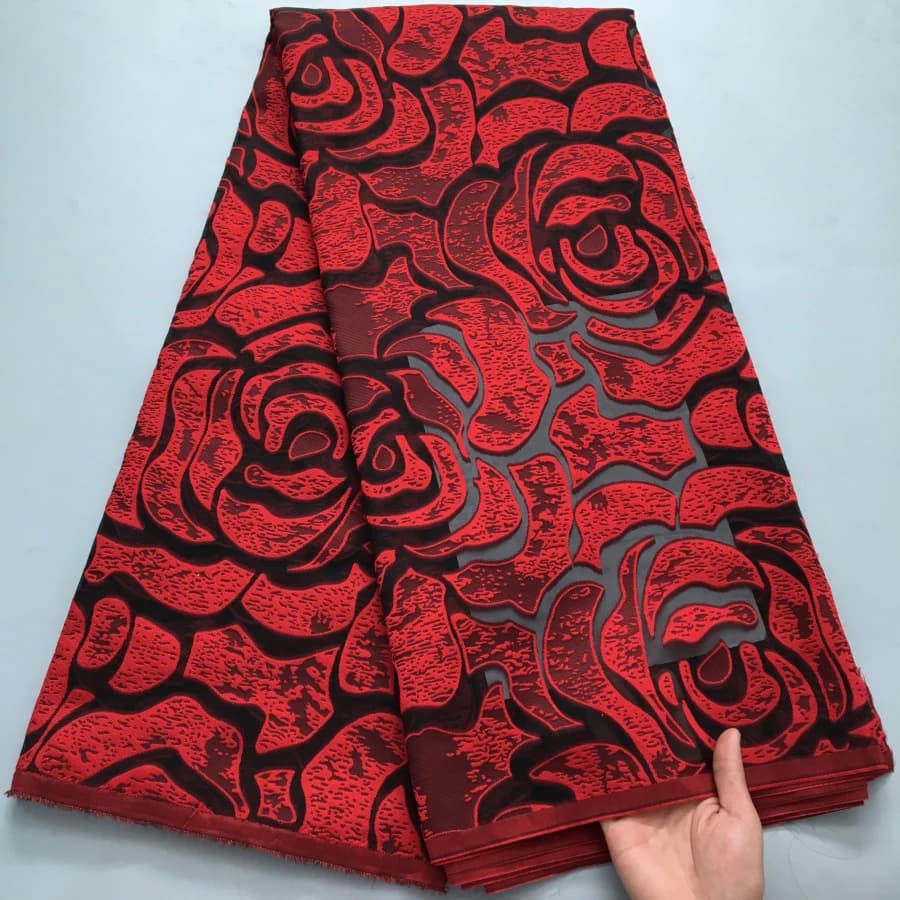 African Brocade Silk Lace Fabrics 2025 High Quality Nigerian Jacquard Mesh Damask Fabric 5Yards Tulle Lace For Wedding Dress