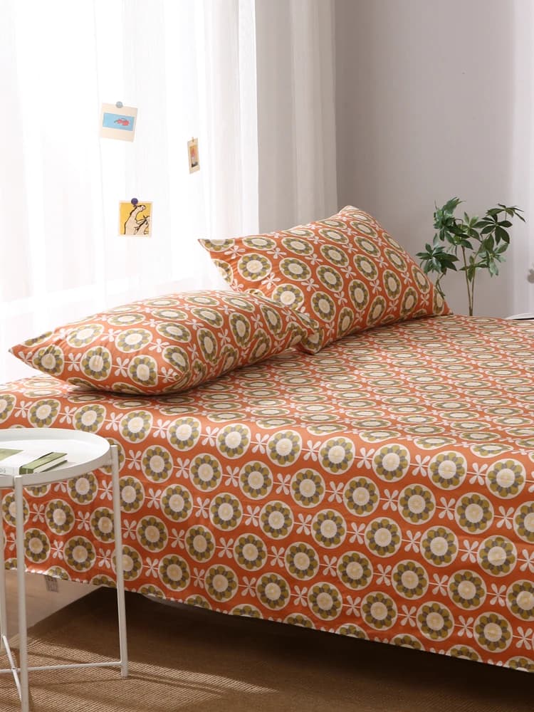 Single sheet in Pure Cotton for Single Bed or Double 12151820m100 Cover in Pure Cotton with Floral Pattern