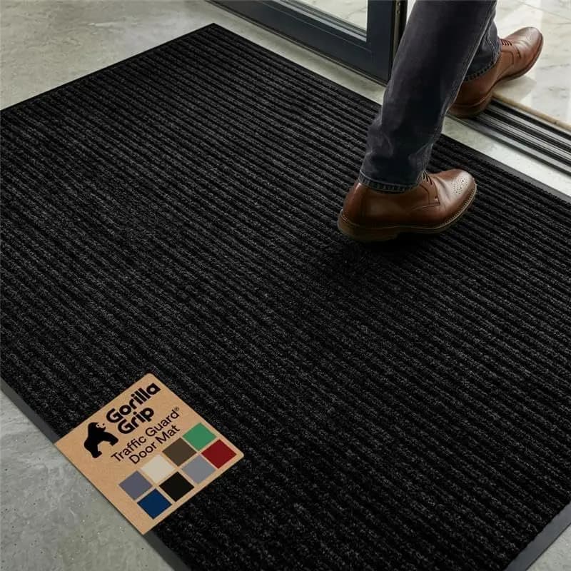 Tappeto Zerbino Resistente Impermeabile 72x48, Tappeto Commerciale per Ingresso Ufficio Garage Casa, Passatoia Nera a Basso Profilo