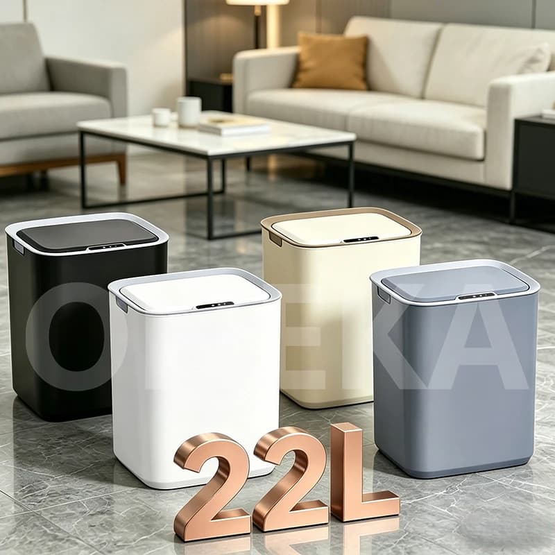 Cestino per rifiuti intelligente da 22 litri con sensore e supporto integrato per sacchetti, ideale come contenitore per rifiuti da bagno e WC. Adatto per la cucina