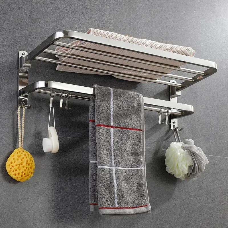 1Pc portasciugamani in acciaio inossidabile pieghevole punzonatura gratuita portasciugamani da bagno con ganci cucina di casa forniture per il bagno portaoggetti