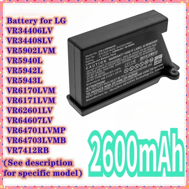 UPGRADE Batteria per LG VR5906, VR6171, VR6260, VR62701LV, VR6270LVM, VR63475, VR63485LV, VR64602, VR64607, VR64701, VR7412RB