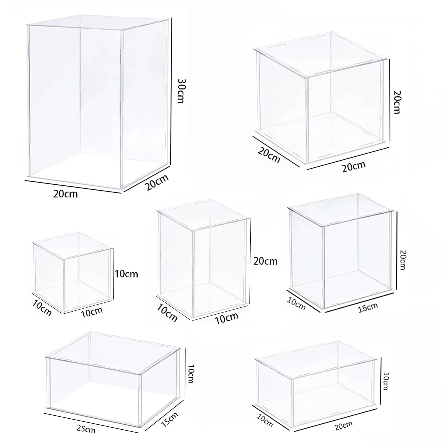 Vetrine in acrilico completamente trasparente per oggetti da collezione, custodia protettiva antipolvere per action figure, organizer da scrivania