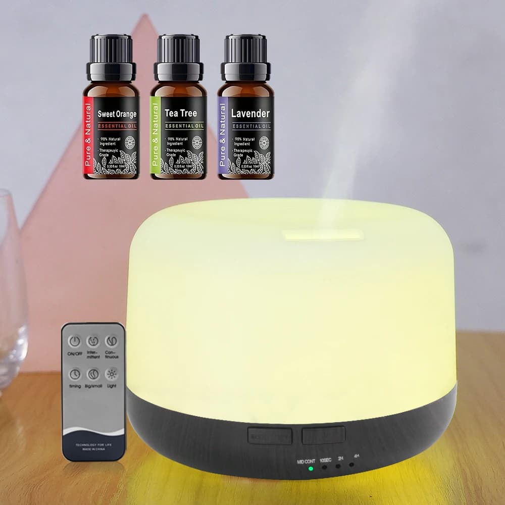 Diffusore di Aromi a Ultrasuoni da 500ml con Telecomando | Umidificatore Silenzioso per Grandi Ambienti e Benessere Domestico
