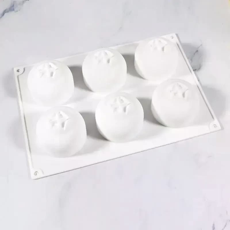 6 Cavity Blueberry Mousse Cake Baking Mold Fruit Shaped Dessert Silicone Mold For Chocolate Pudding Candle Baking DIY Crafts