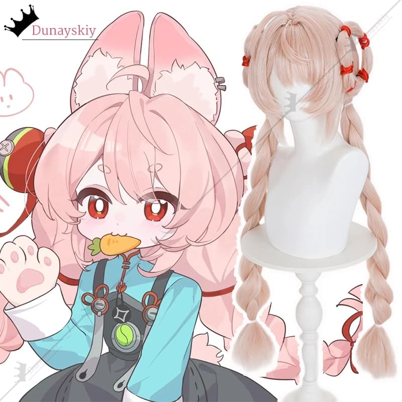 Anime ZZZ Zhao Costume Cosplay 85 cm Pre Intrecciato Parrucca Rosa Accessori Gioco Zenless Zone Zero Halloween Travestimento Donna costume