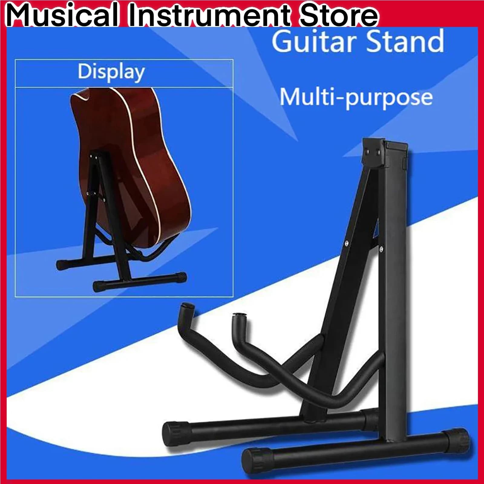 Supporto pieghevole per chitarra portatile Supporto per strumento di tipo A Treppiede stabile Robusto adatto per accessorio per strumenti a corda per chitarra basso
