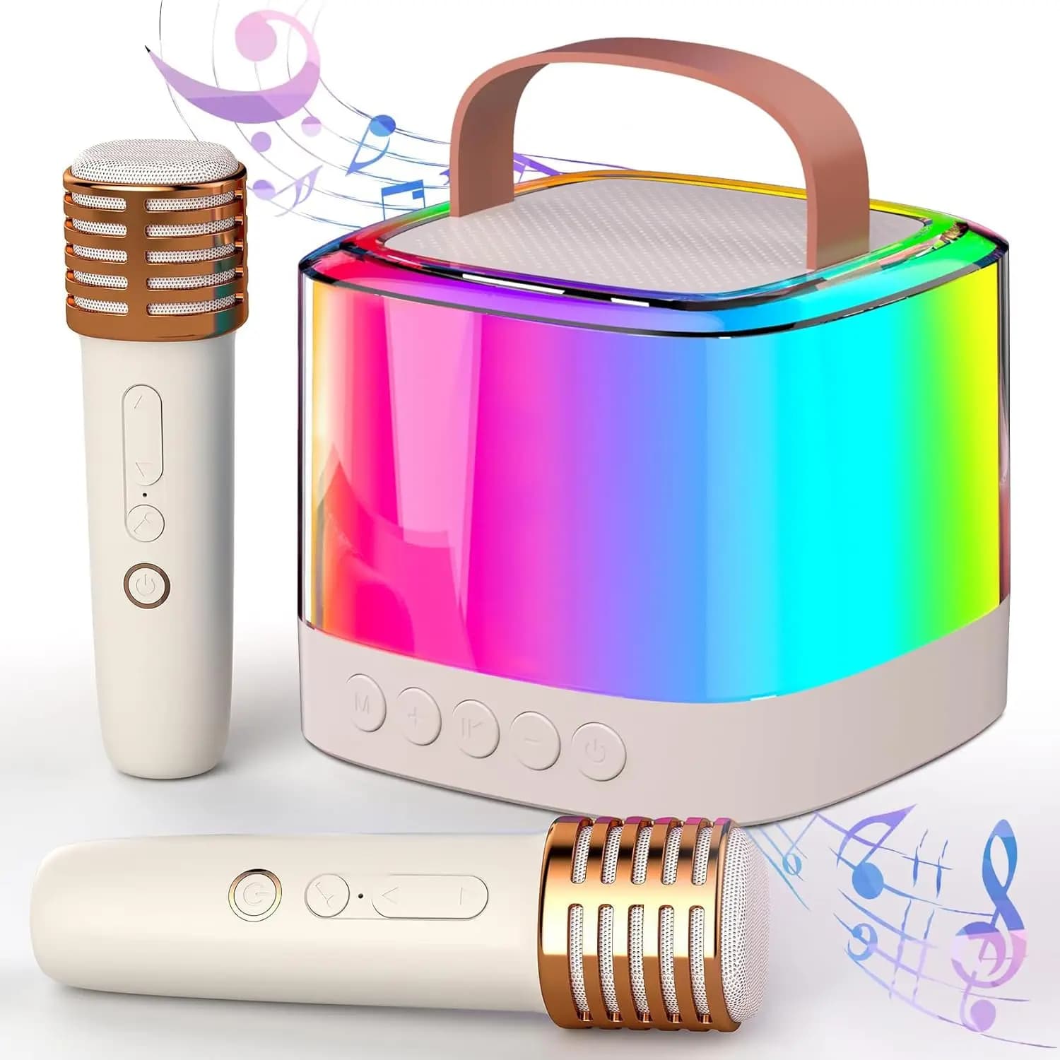 Macchina per Karaoke Portatile con 2 Microfoni Wireless, Altoparlante Bluetooth per Bambini, Adolescenti e Adulti, Regalo di Compleanno e Natale