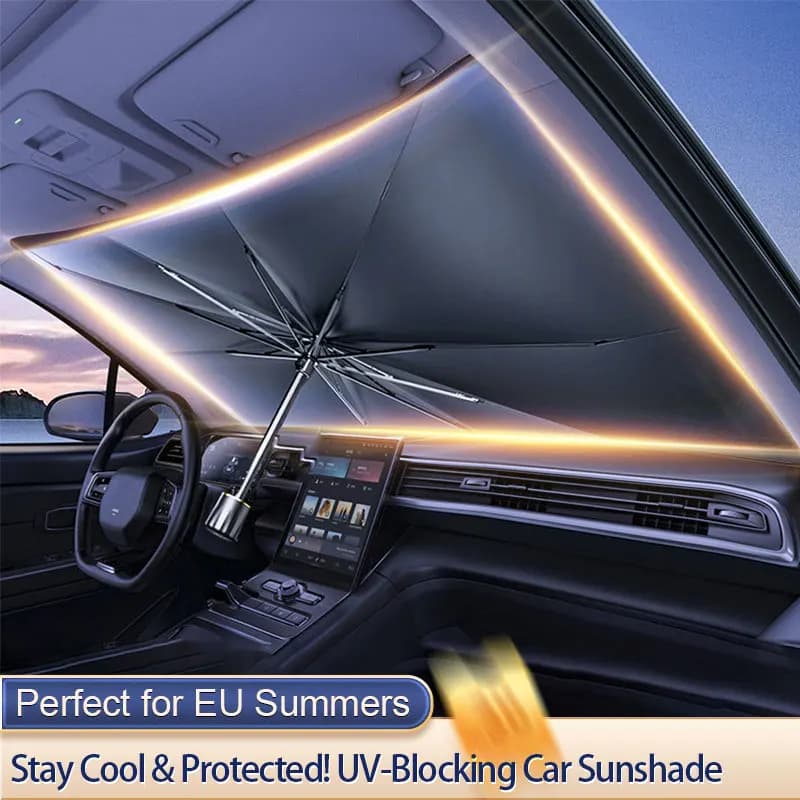 Ombrellone parasole per auto Parabrezza anteriore Parasole pieghevole protetto Parasole estivo Protezione UV universale Perfetto per l'estate UE