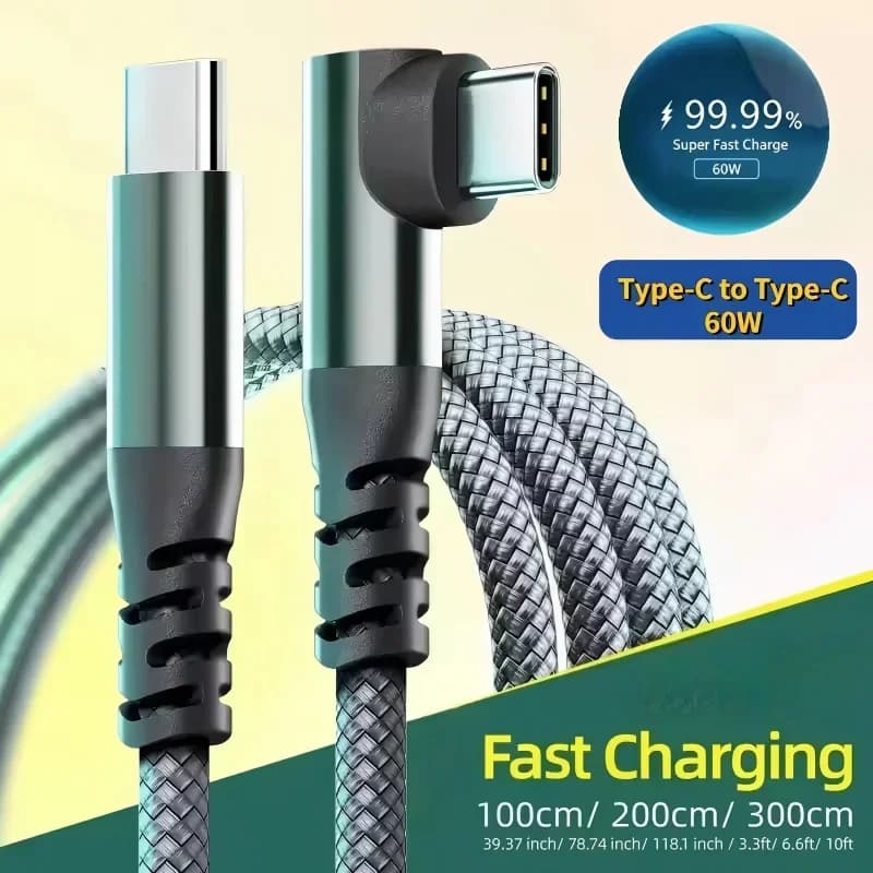 60W PD Super Fast Charging Cable USB C Cable 10FT USB C Data Transfer 1M 2M 3M for iPhone 17 15Plus Pro Max Xiaomi Huawei Cable