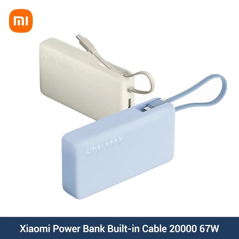 Xiaomi 20000mAh 67W Max Portable External Battery Power Bank with Built-in USB-C Cable & Digital Display for iPhone 17+ MacBook