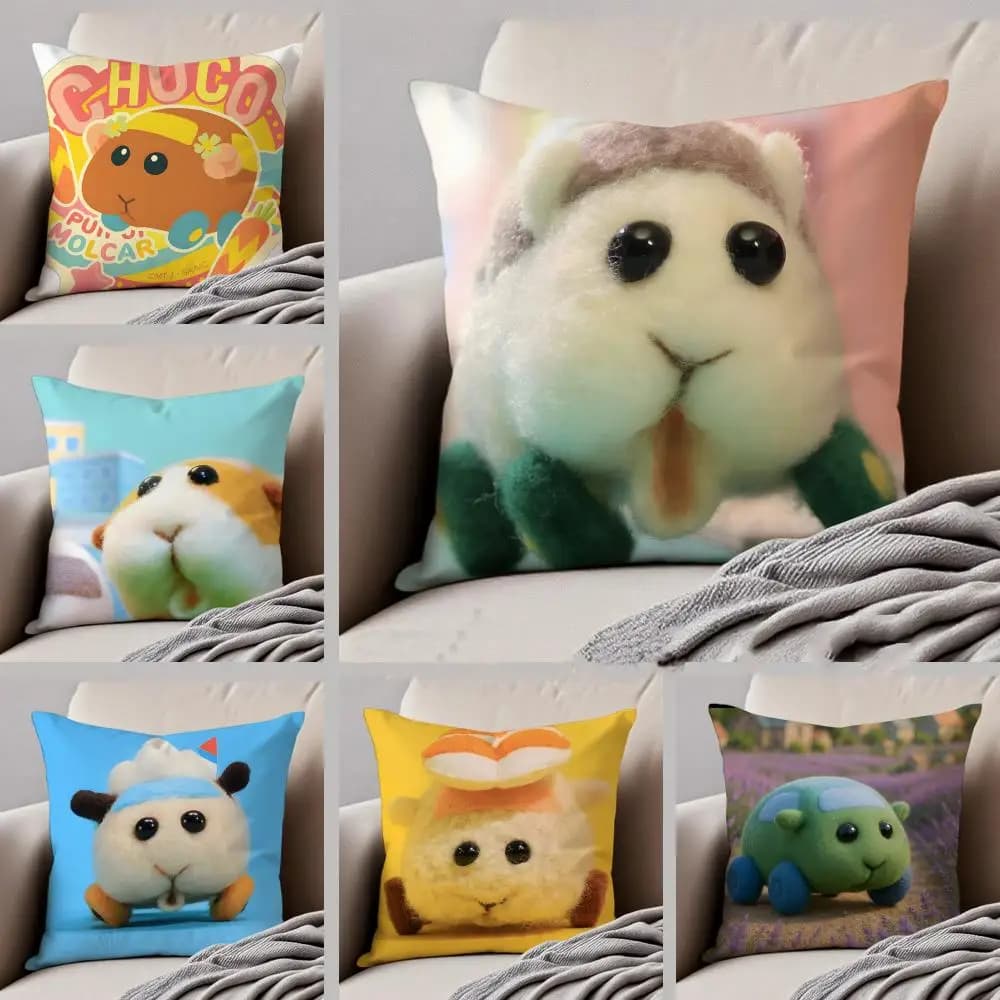 Pui Pui Molcar Pillow Cute Anime Cushion Cover Throw Pillow Cover Hidden Button Durable Polyester Chair Cushion