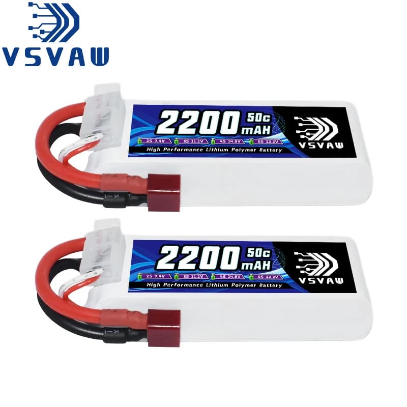 VSVAW 7.4V 2200mah 2S Drone Lipo Battery XT60 T Deans XT30 JST RC 50C Parts For FT012 Auto Racing Air Copter FPV Drone