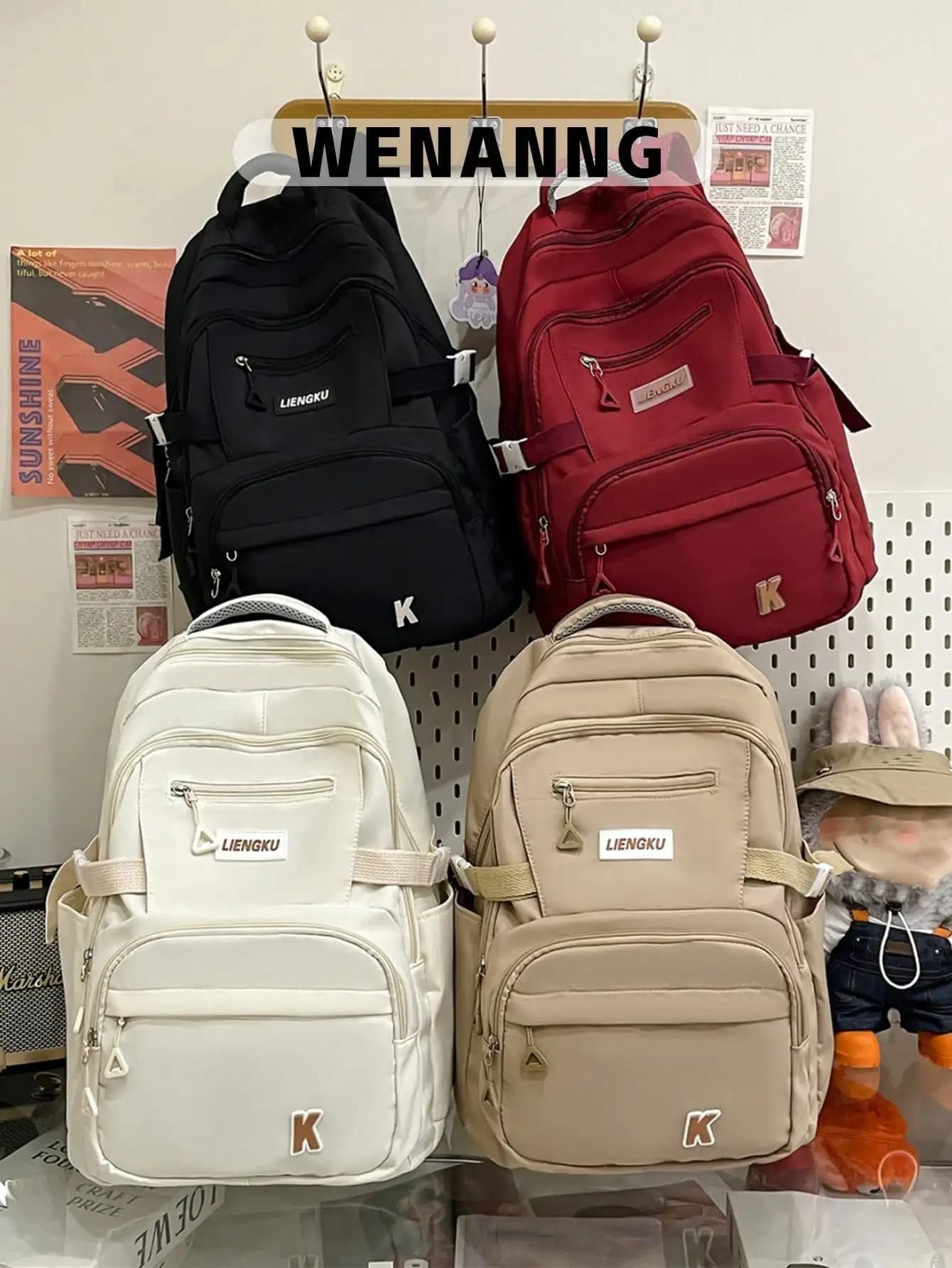 1 zaino classico e semplice per il ritorno a scuola con scomparto per laptop e spallacci regolabili, design spazioso con tasche multiple, zaino da viaggio leggero e casual adatto a donne/ragazze/adolescenti/studenti/diplomati, ideale per l'uso quotidiano, gite, viaggi.