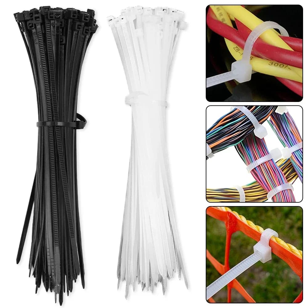 500Pcs Nylon Cable Ties Self-Locking Cord Straps Adjustable Wire Fastening Loops for Home Office Organizing