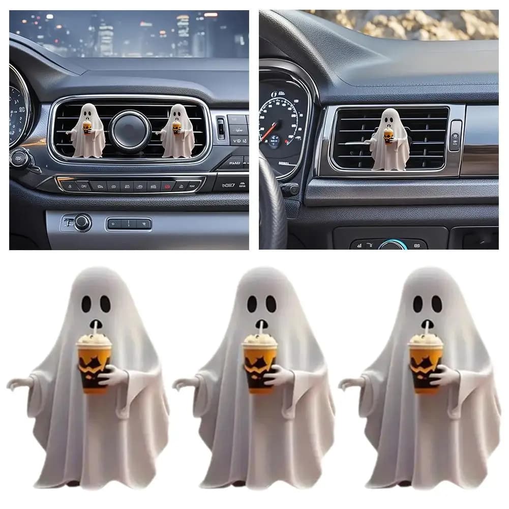 Ghost Decor Halloween Deodorante per auto Clip di sfiato Accessori interni per uomo Donna Profumi automatici Decorazioni per cruscotto G5v9