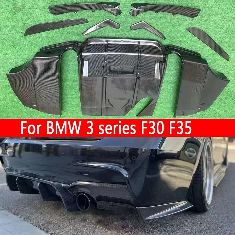 For BMW 3 series F30 F35 320 330 GEEX style Carbon Fiber Car Rear Bumper Diffuser Rear Splitters Spoiler Back lip shunt body kit