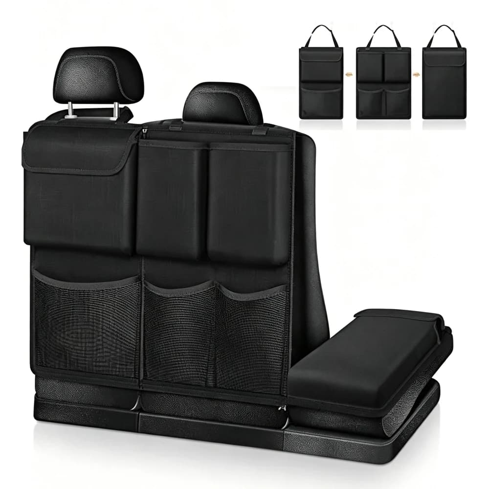 Car Back Seat Organizer Detachable Storage Pocket with Large Mesh Pockets Multi-Pocket Car Seat Back Protector Storage Bag