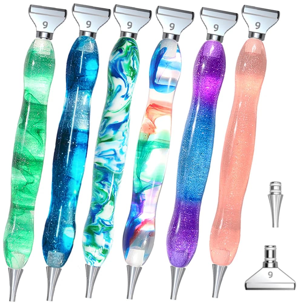 Penna per pittura con diamanti in resina con punta filettata multifunzionale in acciaio inossidabile Penna per arte con diamanti per pittura con diamanti Nail Art