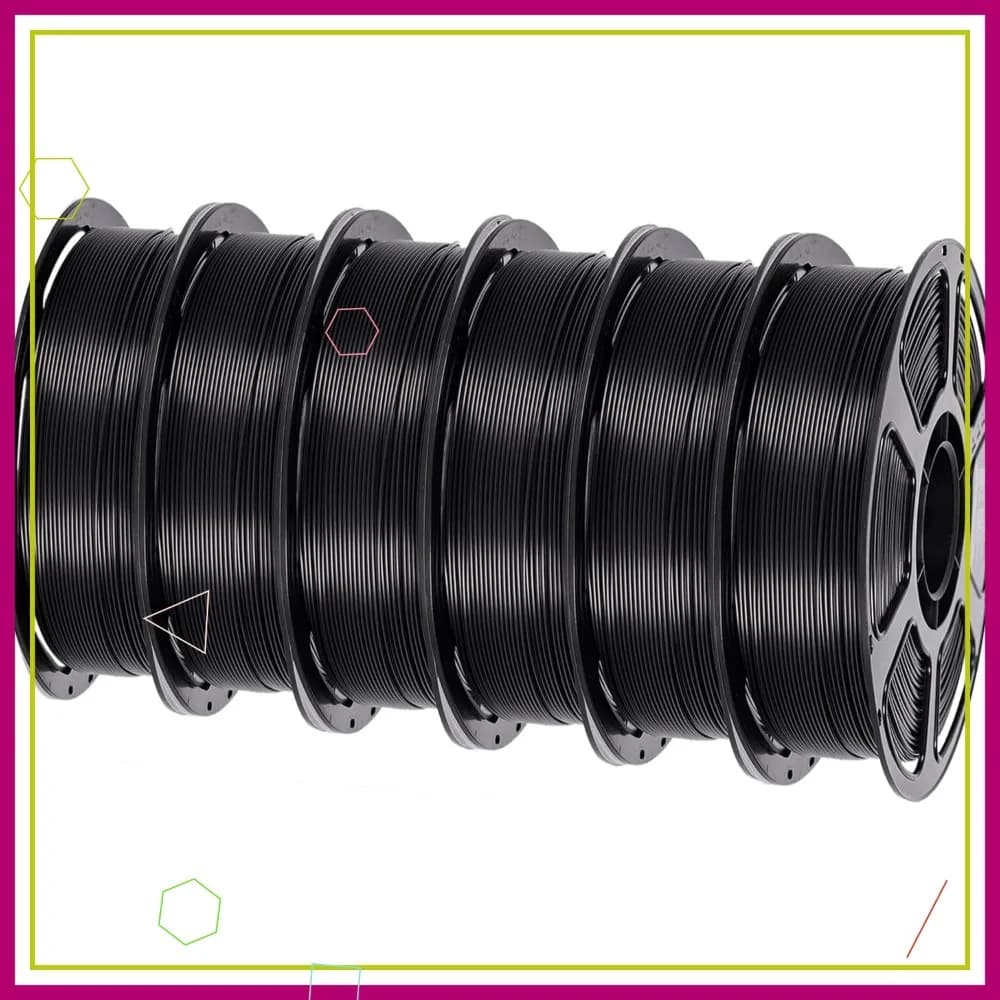 Filamento PLA+ 6KG, Kit Pro per Stampante 3D, 1.75mm +/- 0.02mm, 6 Bobine da 1KG Ciascuna, Nero