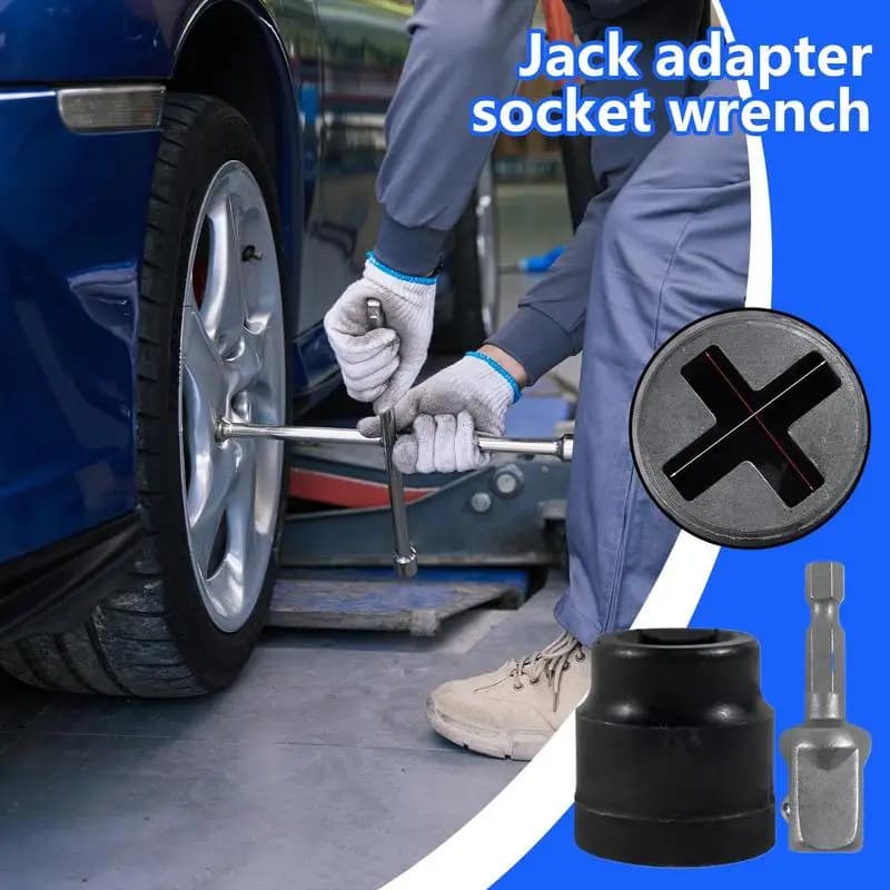 Adattatore per trapano con presa jack Riparazione auto Presa jack Manutenzione del veicolo Strumento di sollevamento Attrezzatura per risparmiare manodopera per viaggi su strada