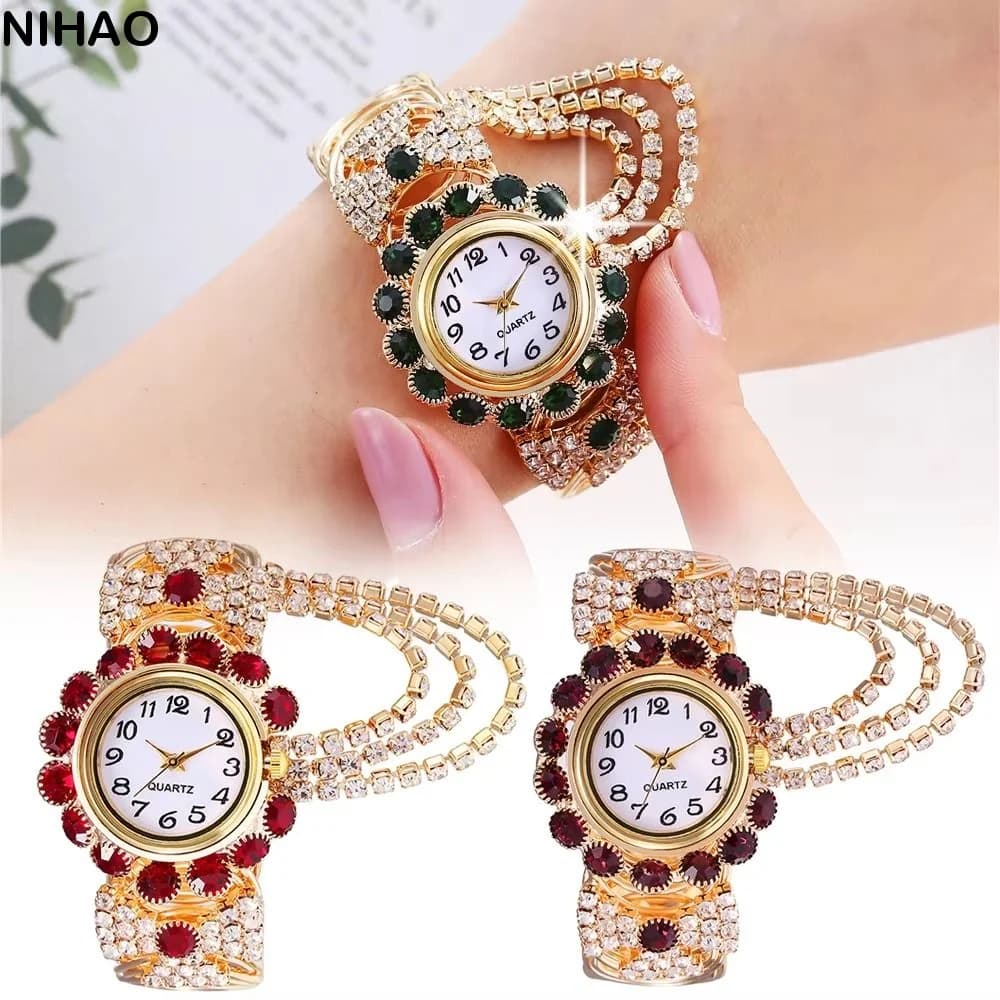 Rose Gold Ladies Wristwatch Adjustable Stainless Steel Rose Gold Bracelet Watch Lightweight Shiny Rhinestone Women Watch