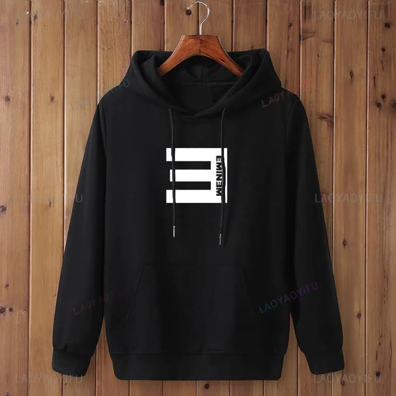 Eminem Print Thick Hoodie Sportswear Autumn/Winter New Fashionable Versatile Men's Hooded Sweatshirt Warm Sweatshirt