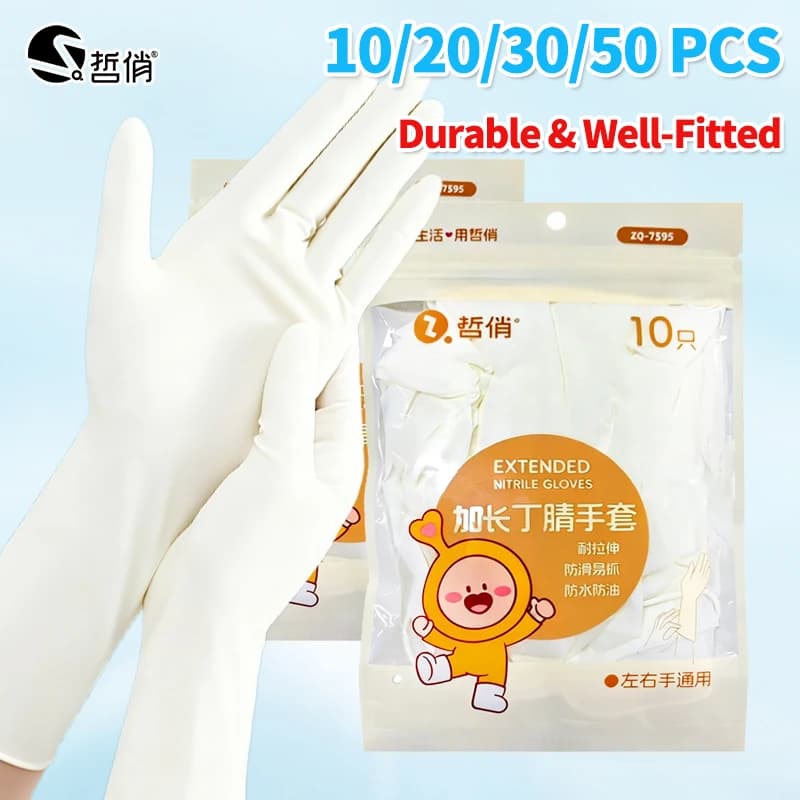White Thickened Nitrile Disposable Gloves Powder Free Latex Free Waterproof Non Slip for Kitchen Cleaning Beauty Tattoo Pet
