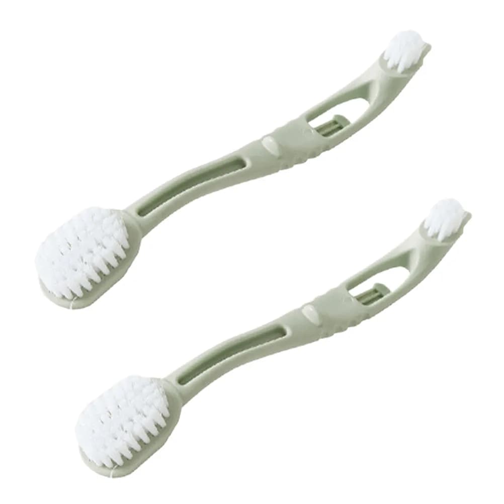2 spazzole per scarpe con manico curvo, strumento per la pulizia con setole antiscivolo, per la casa, la cucina, il bar, spazzola multifunzionale per lavanderia, verde chiaro