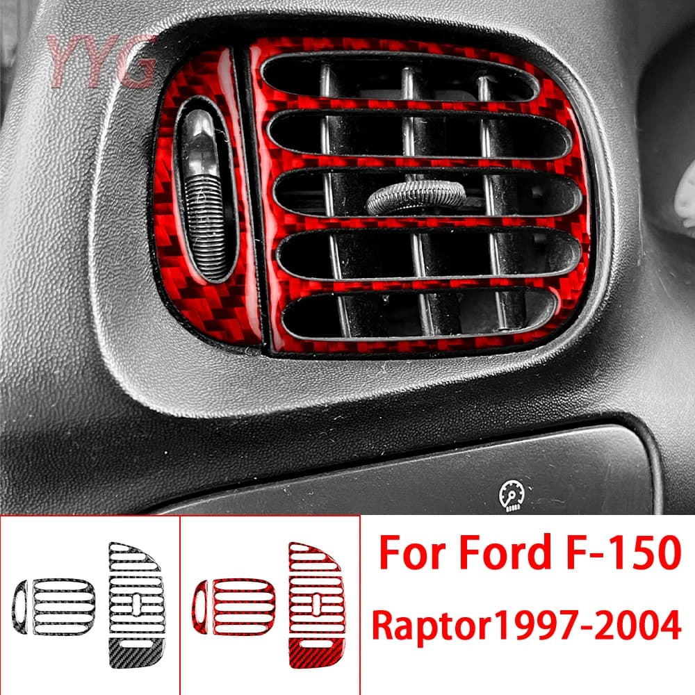 Adesivi Decorativi in Fibra di Carbonio per Interni Auto Ford F-150 Raptor 1997-2004, Pannelli Bocchette Aria su Entrambi i Lati del Cruscotto