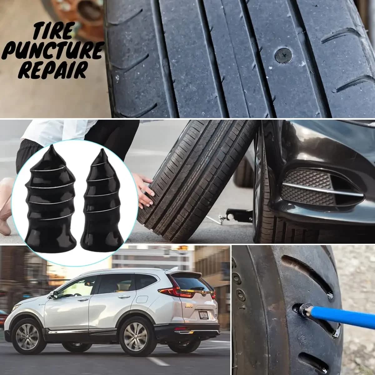 Riparazione pneumatici Chiodo in gomma Vuoto per auto moto Viti per riparazione forature pneumatici self-service Strumento veloce per ruota del trattore del camion dell'auto