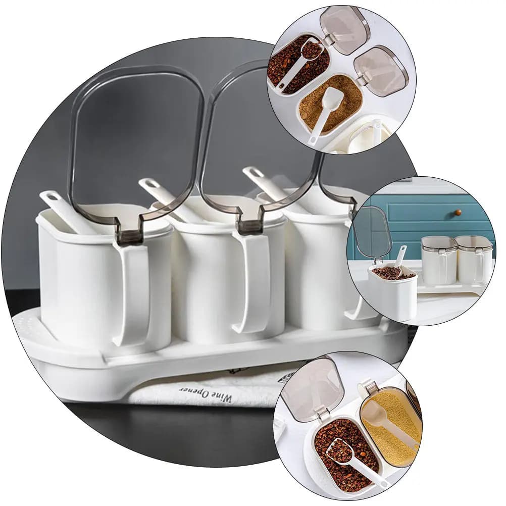 Set di 1 Contenitore per Spezie, Barattoli per Condimenti da Cucina, Contenitori per Spezie con Coperchio Trasparente Sigillato, Scatola per Spezie da Cucina