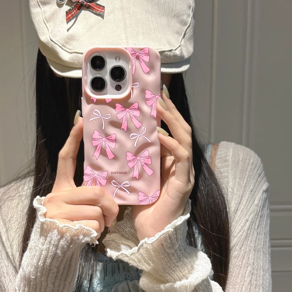 Aesthetic Coquette Pink Bow Shockproof Phone Case For iphone 17 14 11 12 13 15 16 Pro Max Air 13Pro Max 15 16 Pro Macaron Cover