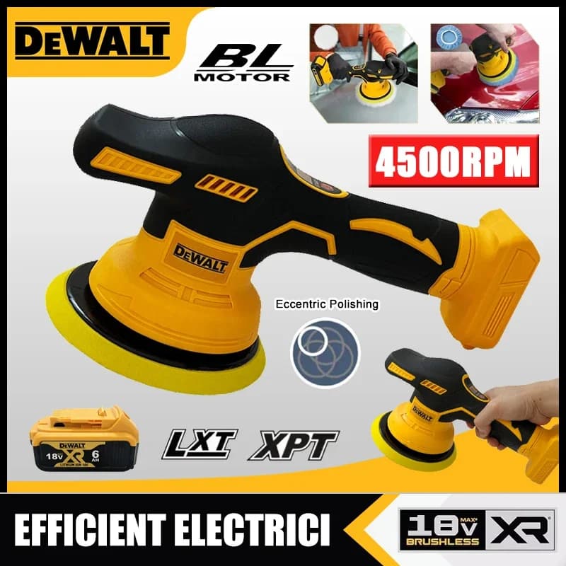 Lucidatrice Cordless DeWalt con Display Digitale a 8 Velocità, Batteria a Lunga Durata, Strumenti per Lucidatura e Ceratura Auto