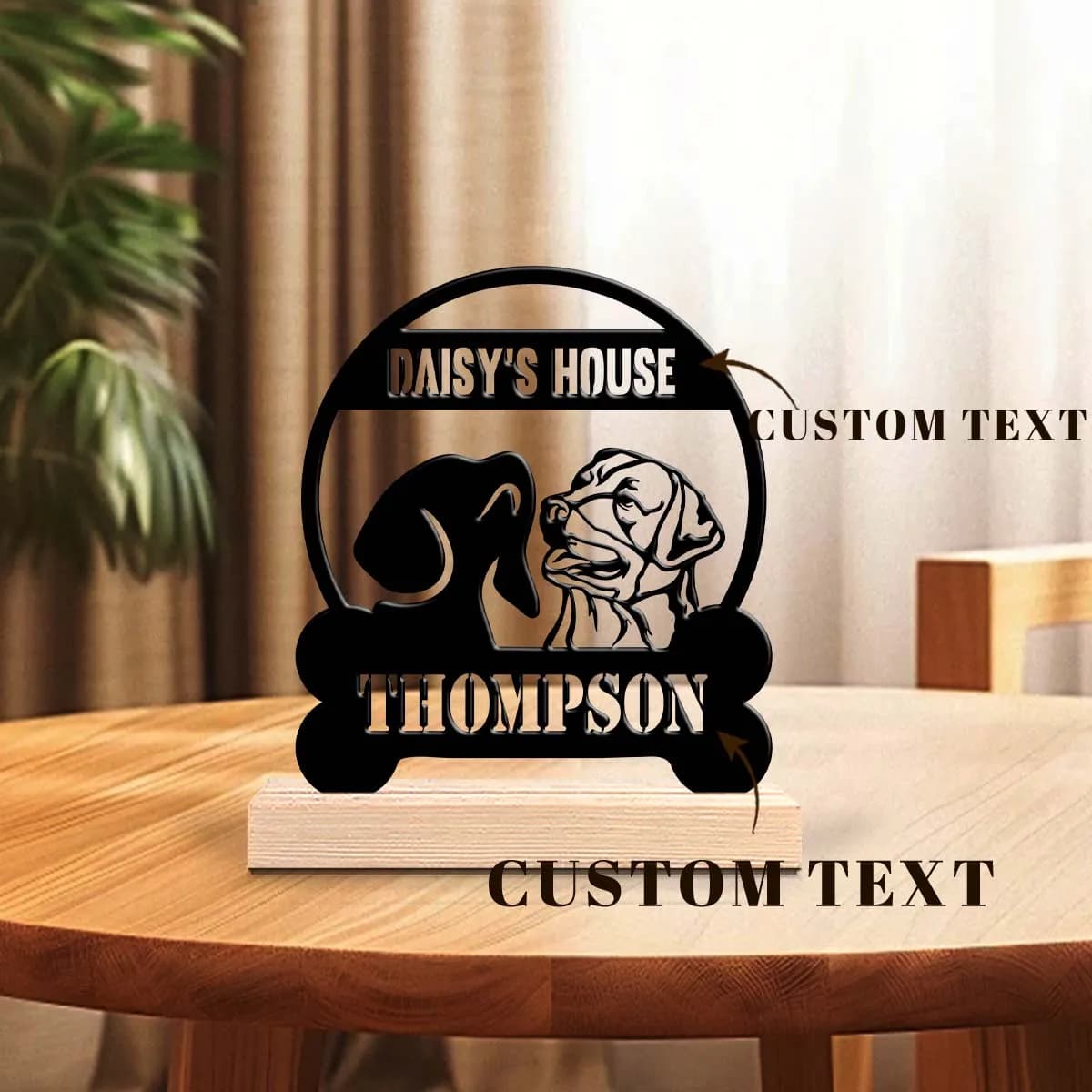 1pc Metal Desktop Ornaments and Decorations Customizable Name Equipped with A Wooden Base Art Decoration, Desktop Decoration