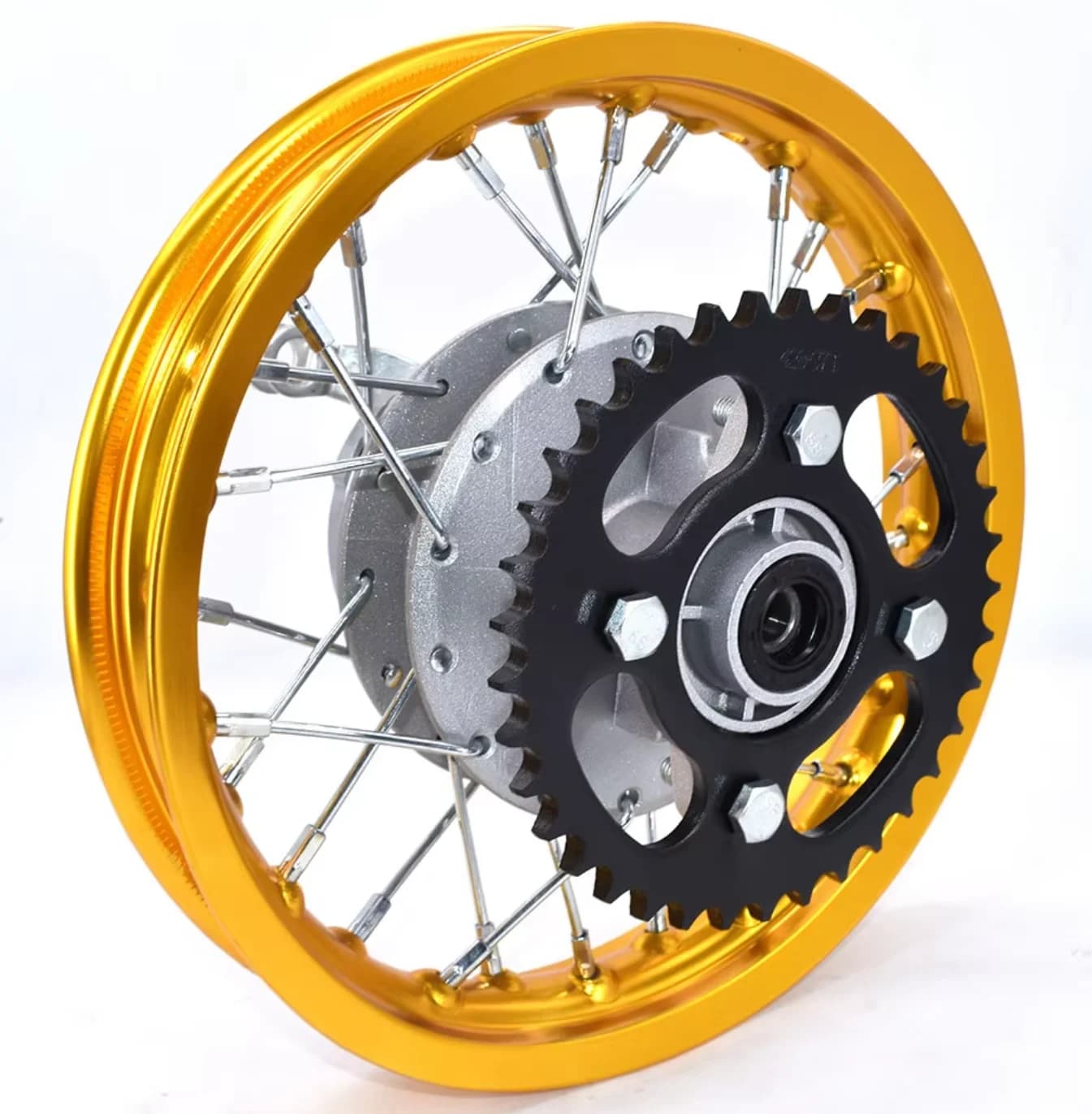 Mozzo freno a tamburo Dirt Pit Bike con ruota posteriore circolare in alluminio da 1,40-10 pollici con pignone e coperchio freno