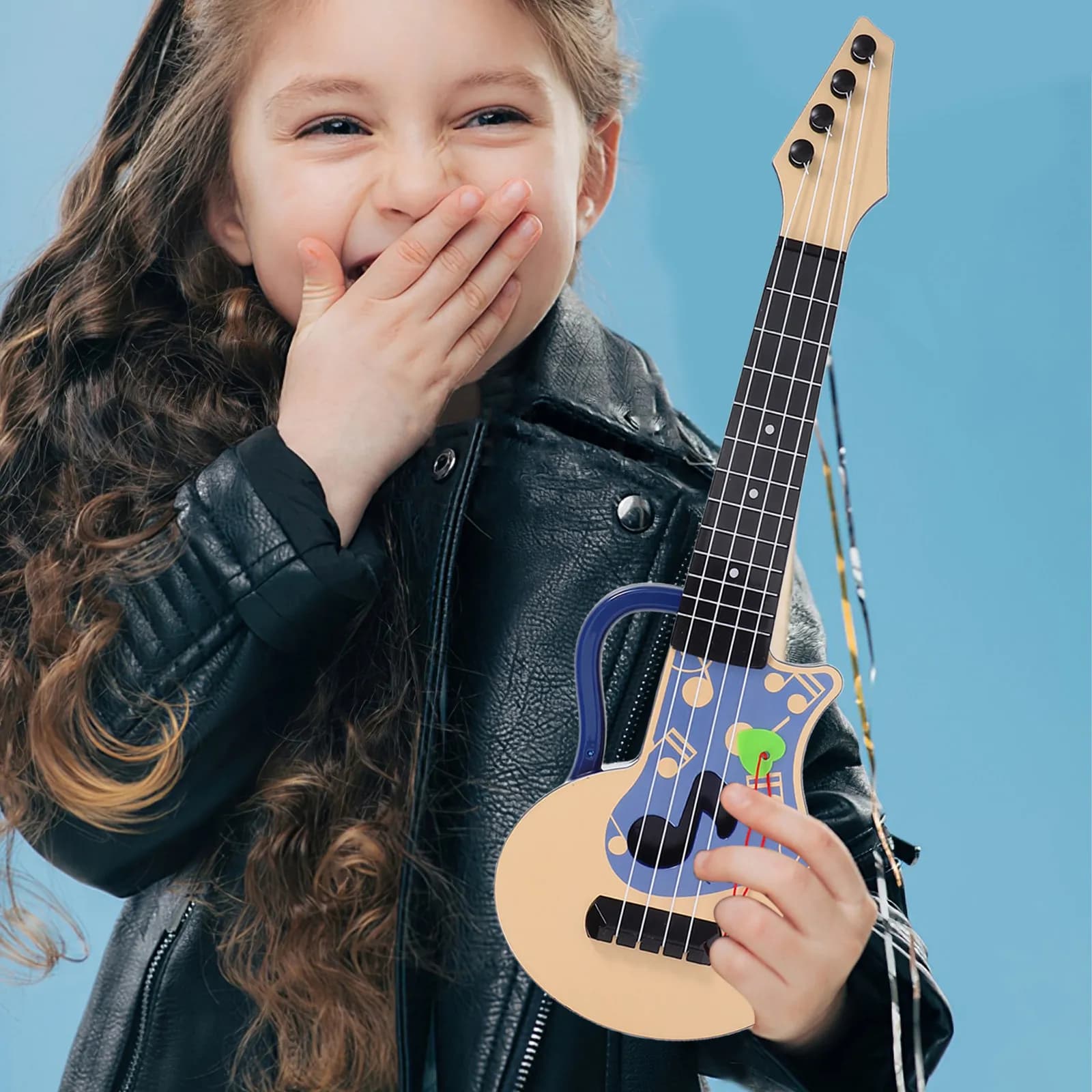 Ukulele per bambini, chitarra, strumento musicale, regalo educativo divertente, strumento per l'apprendimento precoce, in plastica, leggero, portatile