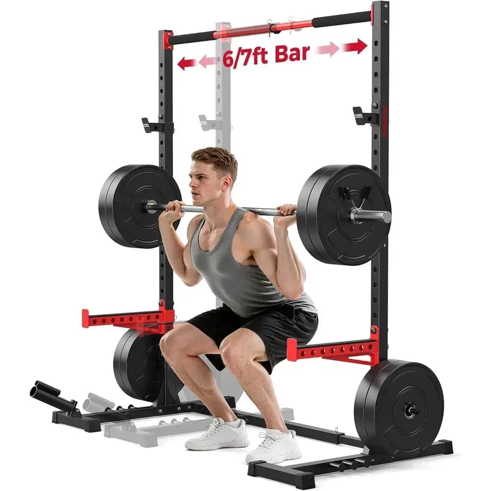 Adjustable Multi-Functional Power Rack with Pull-Up Bar for Home Gym and Olympic Bars