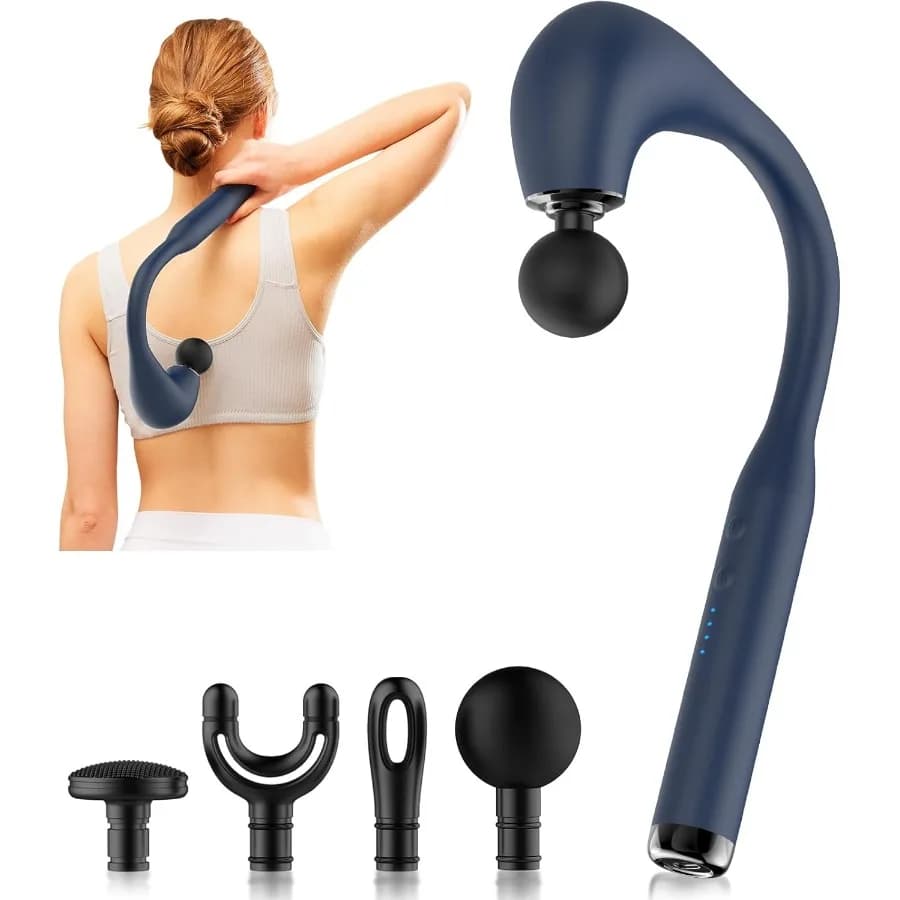 Deep Tissue Massage Gun with Extended UShaped Handle for Targeted Relief on Neck Shoulders and Legs Ergonomic Design for Enhanc
